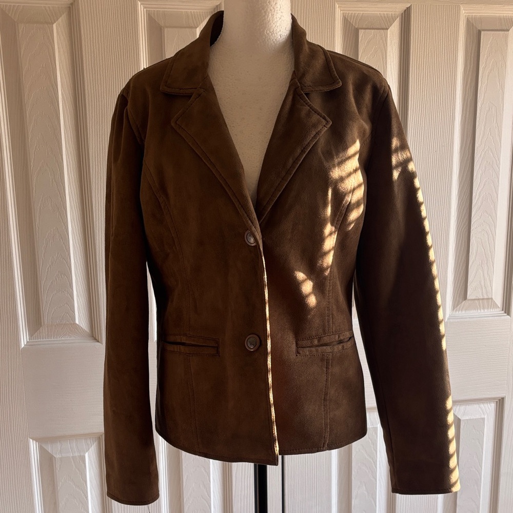 Women's Brown Suede Tailored Blazer Jacket